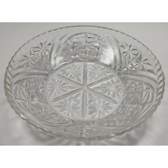 Vintage Clear Crystal Glass Round Shaped Stars Bars Salad and Food Beverage Bowl - Picture 1 of 8